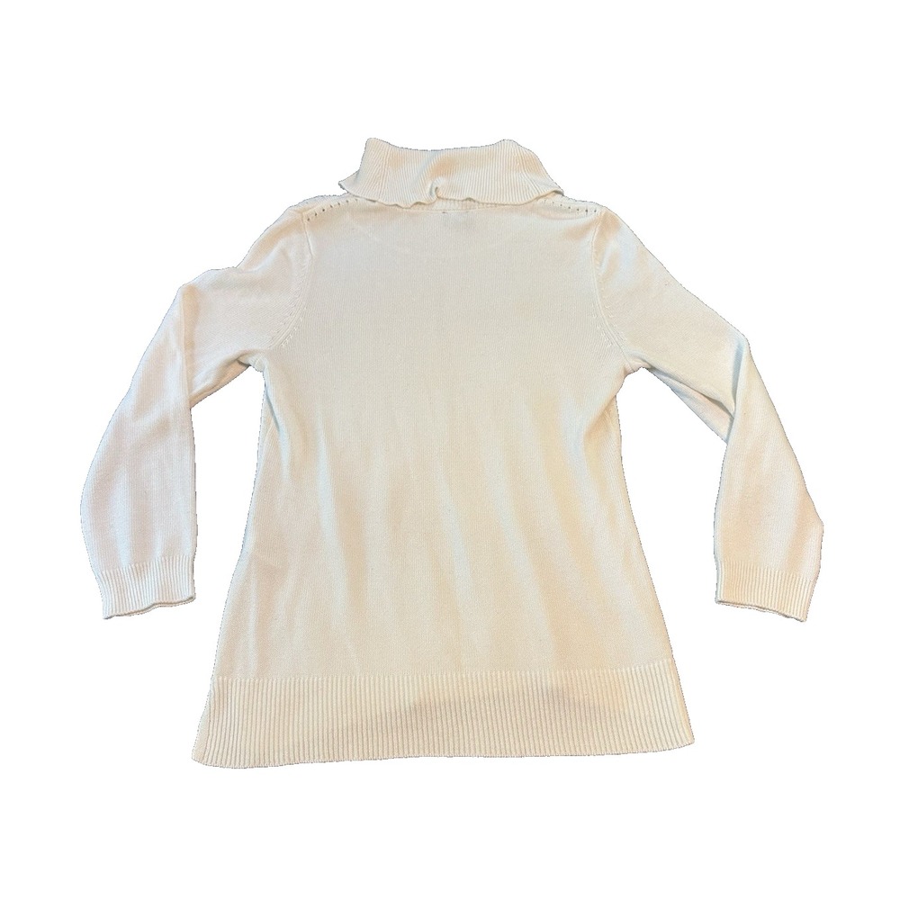 Cashmere Blend Chicos Womens Turtleneck Sweater L 2 Ivory Cream Minimalist Cozy